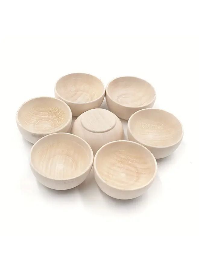 8pcs 40x24mm Unfinished Wooden Bowls Mini Round Craft Bowls For Home Decoration - Image 5